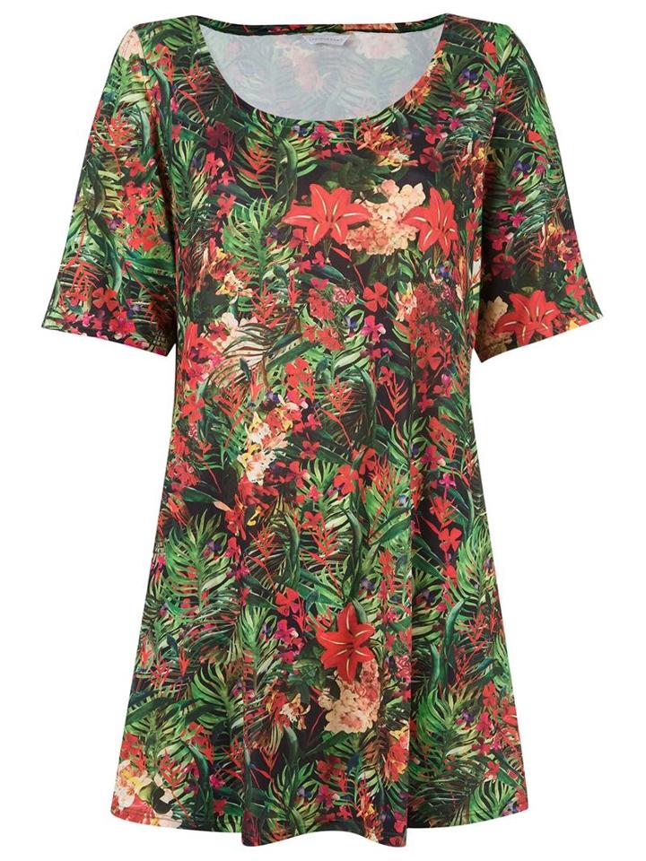 Lygia & Nanny Round Neck Printed Dress, Women's, Size: 40, Green, Polyamide/spandex/elastane