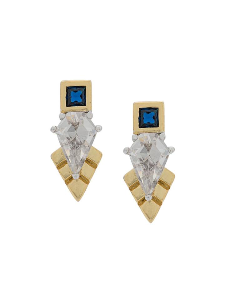 V Jewellery Thea Stud Crystal Earrings - Gold