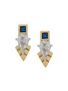 V Jewellery Thea Stud Crystal Earrings - Gold