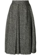 Holland & Holland Tweed Woven Midi Skirt - Black