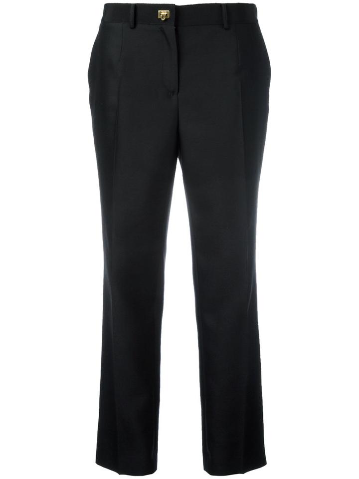 Salvatore Ferragamo Cropped Trousers, Women's, Size: 46, Black, Virgin Wool/silk