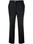 Salvatore Ferragamo Cropped Trousers, Women's, Size: 46, Black, Virgin Wool/silk