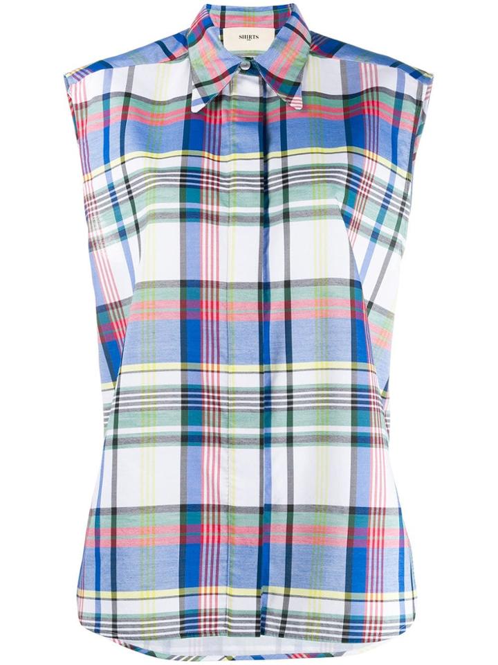 Ports 1961 Sleeveless Tartan Shirt - Blue
