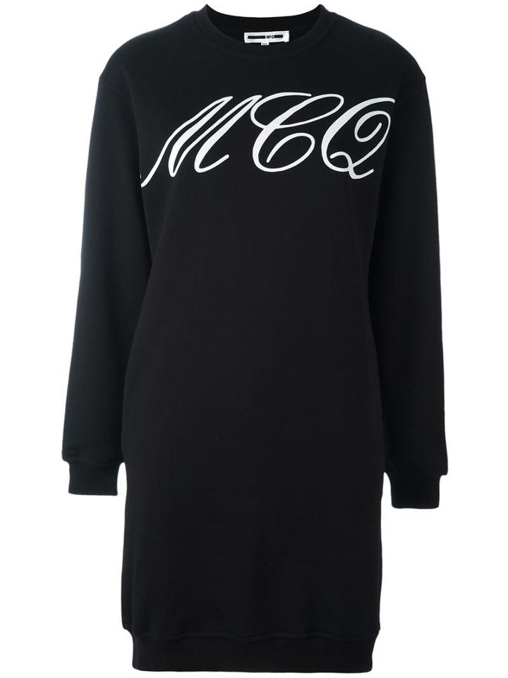 Mcq Alexander Mcqueen Tattoo Print Sweatshirt Dress, Women's, Size: Small, Black, Cotton