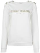 Pierre Balmain Logo Print Sweatshirt, Women's, Size: 42, White, Cotton