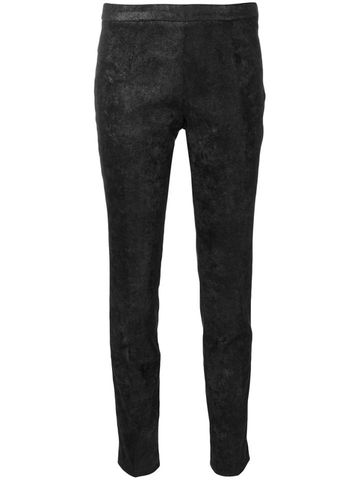Nude Lamé Skinny Trousers - Black