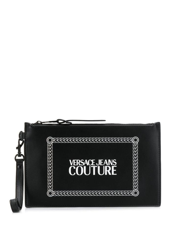Versace Jeans Logo Printed Clutch Bag - Black