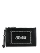 Versace Jeans Logo Printed Clutch Bag - Black