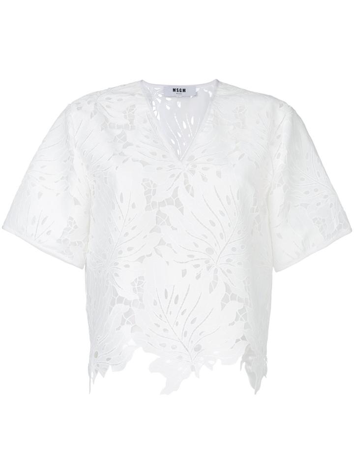 Msgm V-neck Cut Out Top - White
