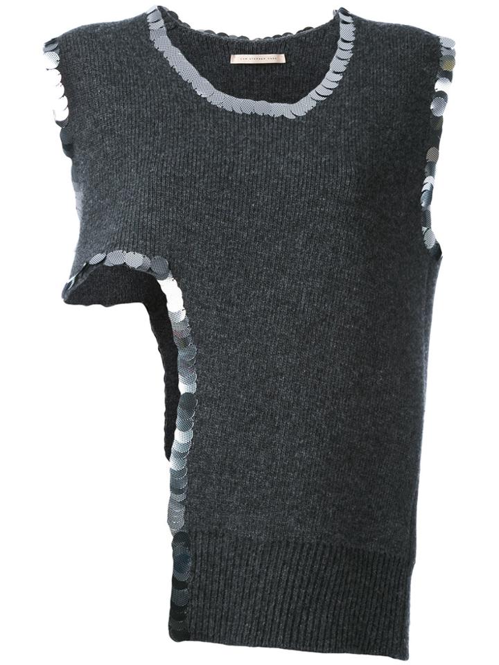 Christopher Kane Sequin Trim Asymmetric Knit Top - Grey