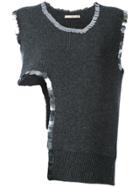 Christopher Kane Sequin Trim Asymmetric Knit Top - Grey