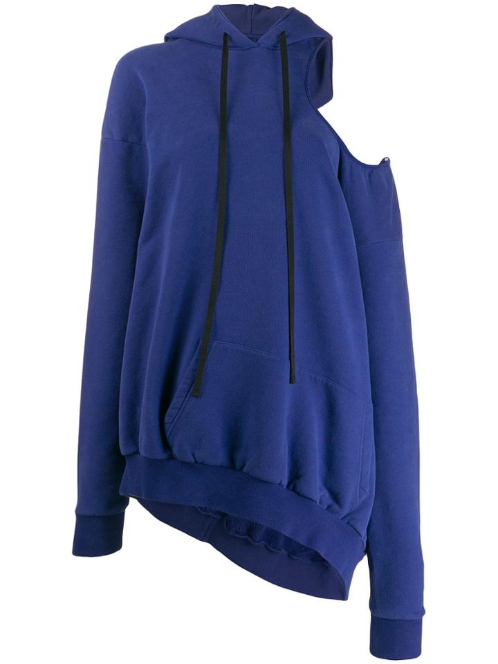 Unravel Project Cold-shoulder Hoodie - Blue