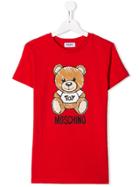Moschino Kids Teen Bear Logo Print T-shirt - Red