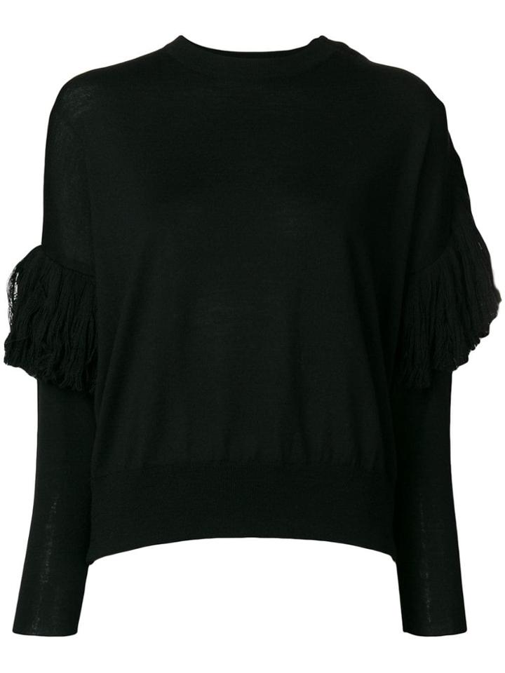 Nude Ruffle Detail Sweater - Black