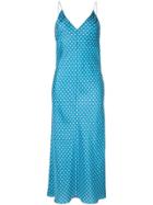 Walk Of Shame Polka Dot Silk Slip Dress - Blue