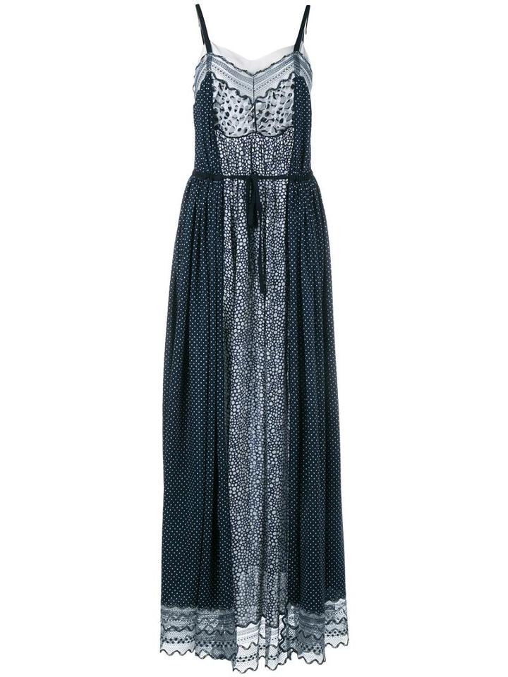 Chloé Panelled Drawstring Dress, Women's, Size: 38, Blue, Cotton/nylon/viscose/silk