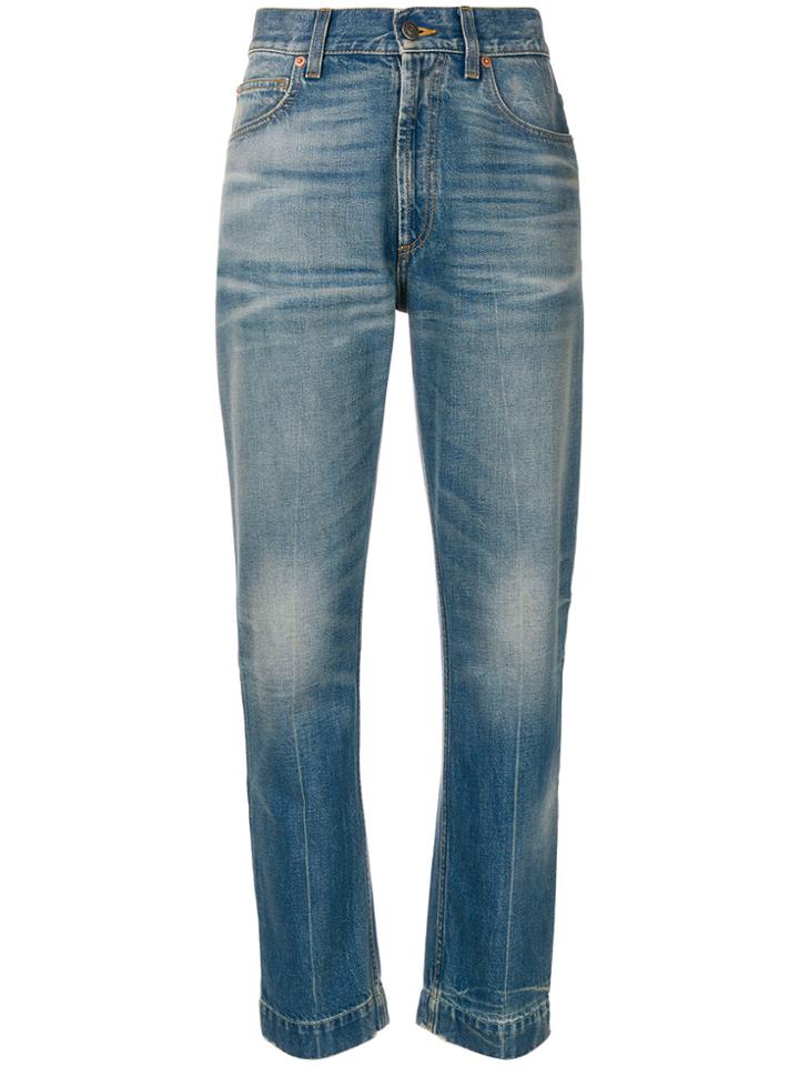 Gucci Mystic Cat Print Jeans - Blue