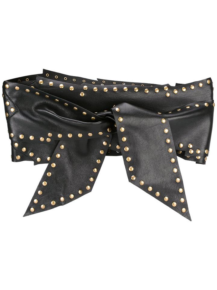 Philosophy Di Lorenzo Serafini Stitched Stud Belt, Women's, Size: Xxs, Black, Calf Leather/brass