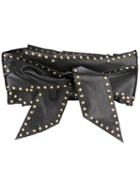 Philosophy Di Lorenzo Serafini Stitched Stud Belt, Women's, Size: Xxs, Black, Calf Leather/brass