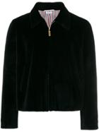 Thom Browne Double Welt Pocket Zip Up Jacket In Dyed Sheared Mink With