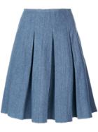 Prada Vintage Pleated Denim Skirt - Blue
