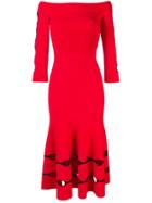 Alexander Mcqueen Off-the-shoulder Midi Dress - Red