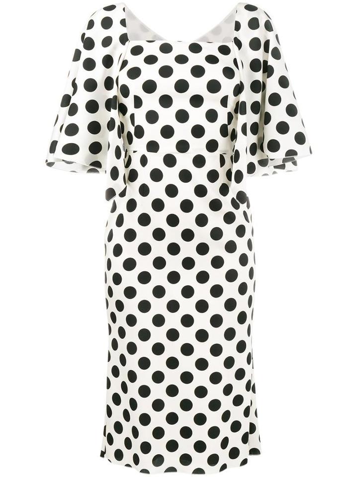 Dolce & Gabbana Polka-dot Midi Dress, Women's, Size: 44, White, Silk/spandex/elastane