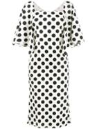Dolce & Gabbana Polka-dot Midi Dress, Women's, Size: 44, White, Silk/spandex/elastane