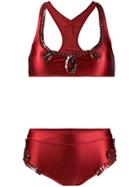 Jean Paul Gaultier Pre-owned 1990's Metallic Ruffles Bikini Set - Red