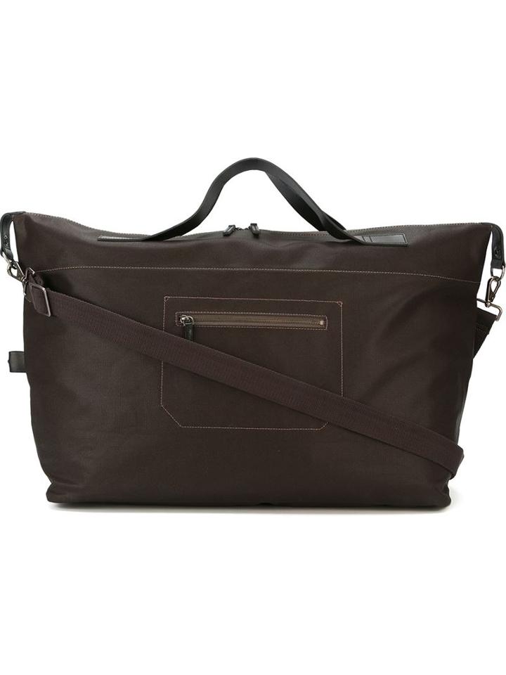 Ally Capellino Arron Canvas Large Tote Holdall, Brown, Cotton/calf Leather