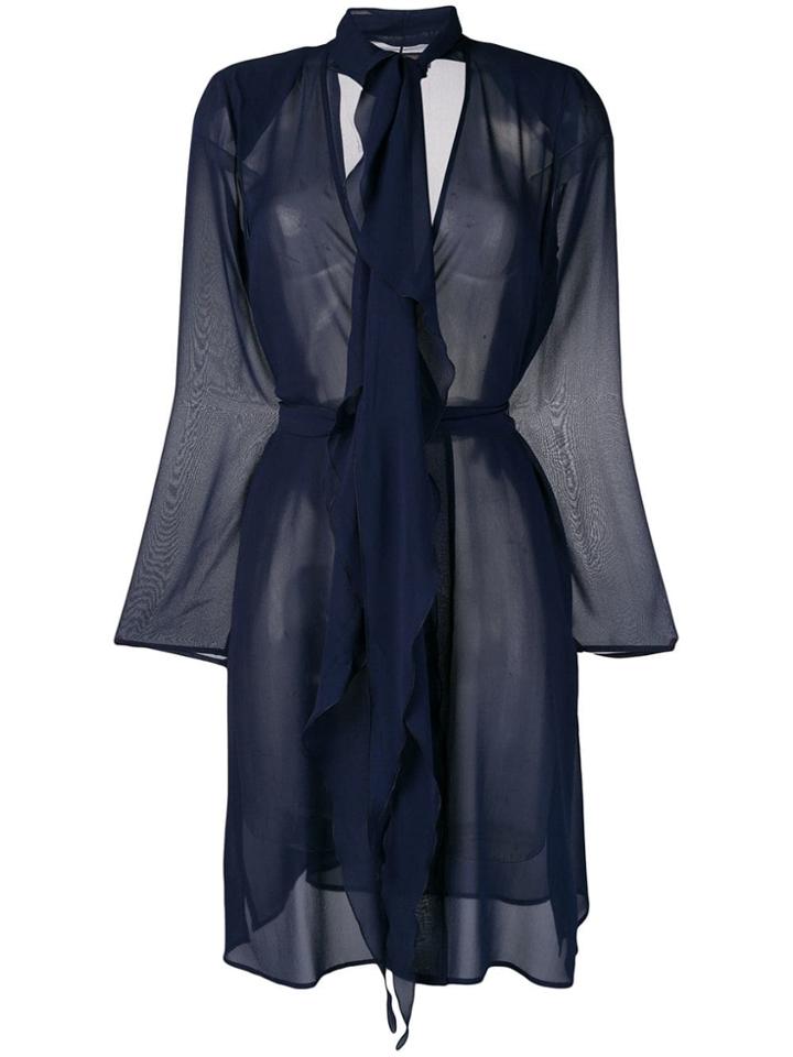 Max Mara Sheer Belted Jacket - Blue