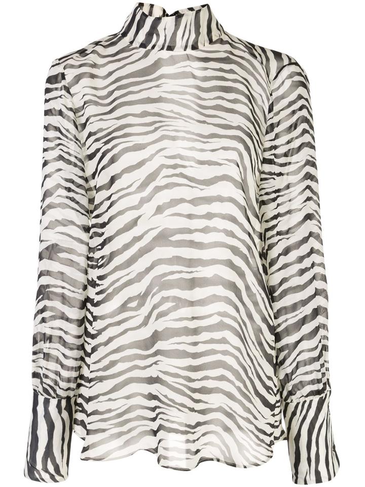 Nili Lotan Zebra Print Long-sleeve Top - White