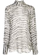 Nili Lotan Zebra Print Long-sleeve Top - White
