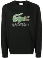 Lacoste Logo Print Crew Neck Sweatshirt - Black