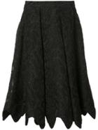 Zac Zac Posen Dani Scalloped Jacquard Skirt, Women's, Size: 4, Black, Polyester/nylon/cotton