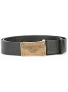 Dolce & Gabbana Embossed Buckle Belt, Men's, Size: 95, Black, Calf Leather