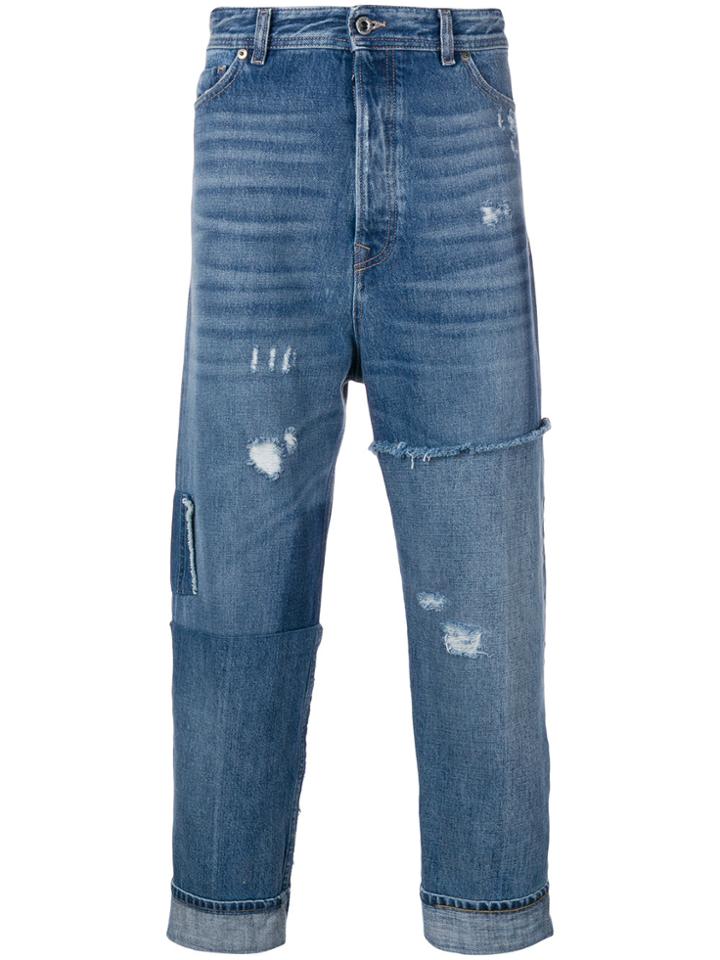 Diesel Black Gold Cropped Dropped Crotch Jeans - Blue