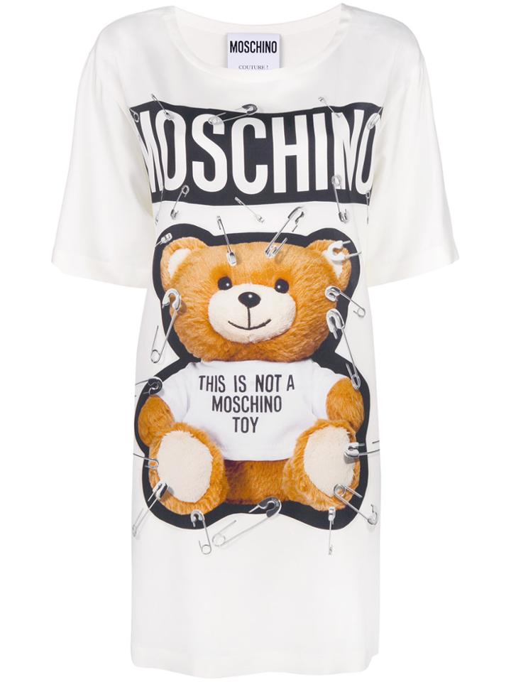 Moschino Safety Pin Bear Dress - White