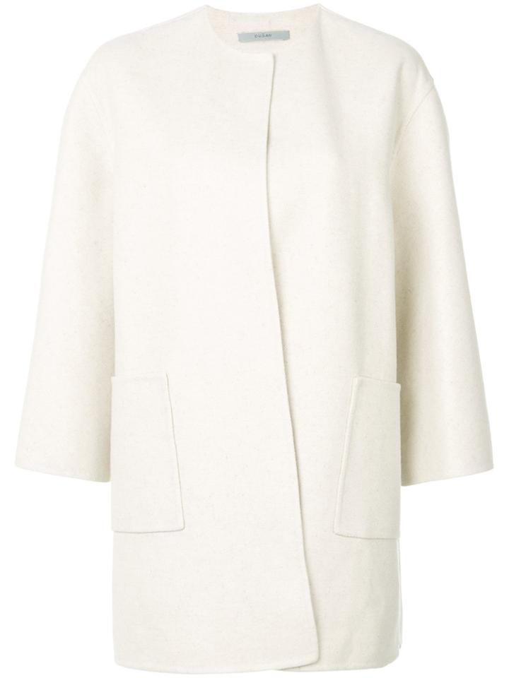 Dusan Collarless Cardigan Coat - Nude & Neutrals