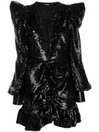 Amen Sequin Embroidered Cocktail Dress - Black