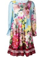 Blugirl Floral Print Flared Dress, Women's, Size: 38, Blue, Silk/polyester
