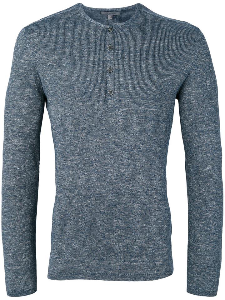 John Varvatos - Ribbed-knit T-shirt - Men - Silk/cotton/linen/flax/polyamide - Xl, Blue, Silk/cotton/linen/flax/polyamide