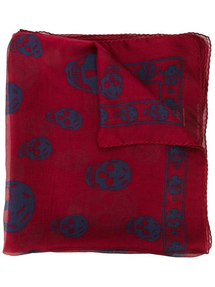 Alexander Mcqueen Skull Scarf, Men's, Red, Silk