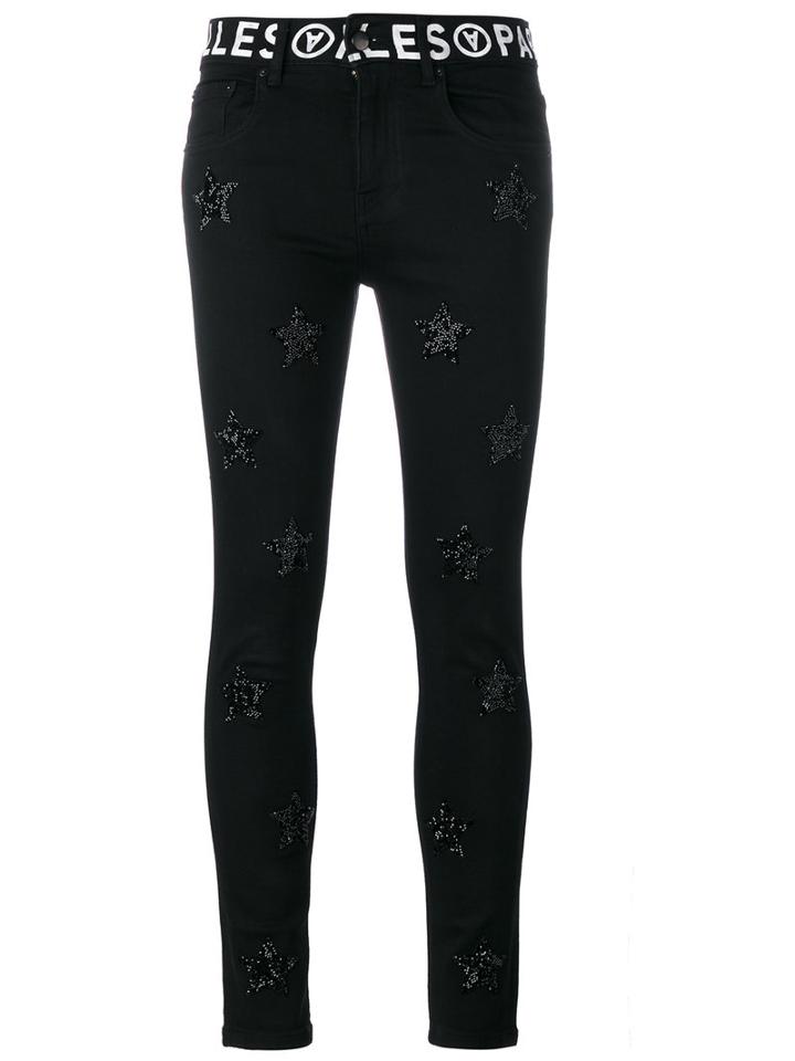 Filles A Papa Cameron Embellished Slim Jeans, Women's, Size: 28, Black, Cotton/spandex/elastane