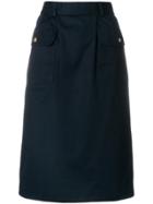 Chanel Vintage A-line Midi Skirt - Blue
