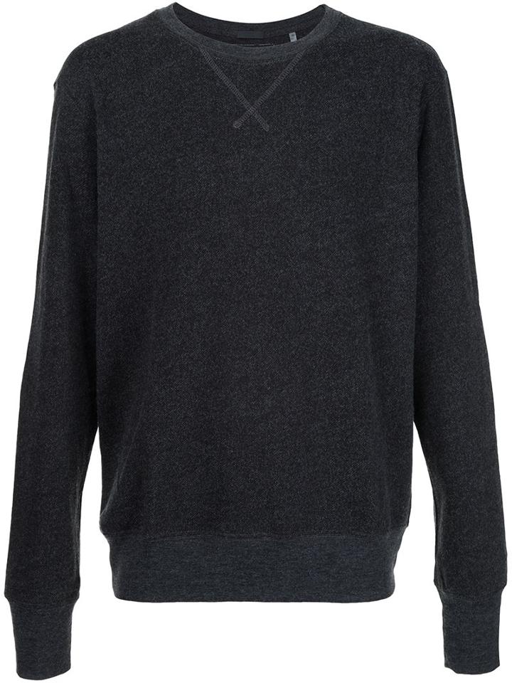Atm Anthony Thomas Melillo - Ultra Comfortable French Terry Crew Neck Sweatshirt, With Ribbed Waistband And Arm Cuffs, And V Stitching At Necklin, Size: Medium, Grey, Cotton/polyester