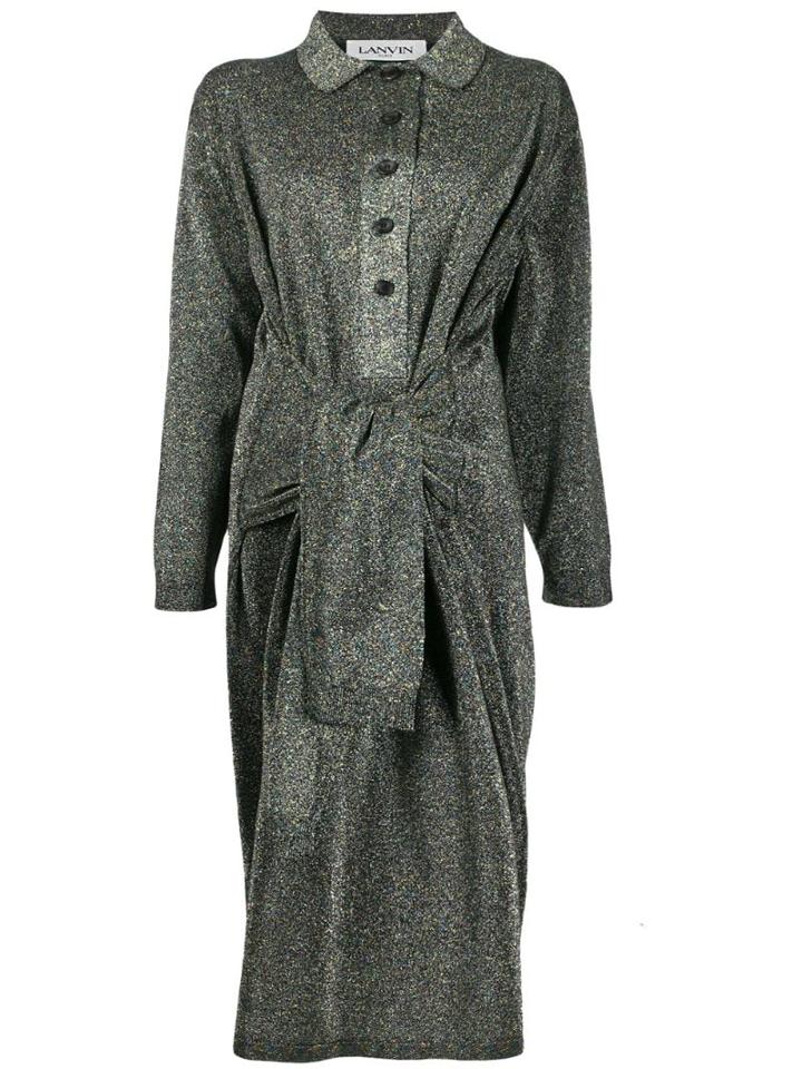 Lanvin Asymmetric Glitter Effect Dress - Metallic
