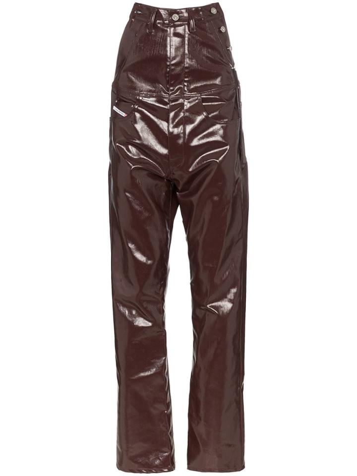 Diesel Red Tag Coated Straight Leg Cotton Blend Jeans - Brown