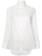 Cinq A Sept Pintuck Band Collar Blouse - White