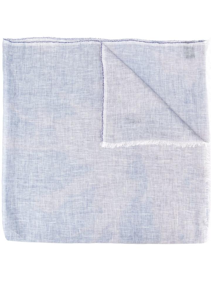 Ermenegildo Zegna Embroidered Logo Scarf - Blue